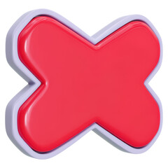 Poster - Bright Red Cross Symbol Against White Background for Warning or Error Indication, isolated on transparent background.