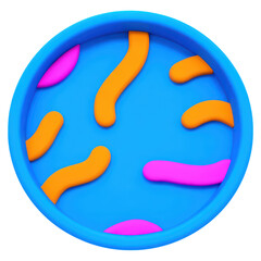 Poster - Colorful Abstract Design with Shapes in Vibrant Blue Circular Background, isolated on transparent background.