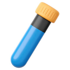 Poster - Blue Test Tube with Orange Cap for Laboratory and Medical Use, isolated on transparent background.