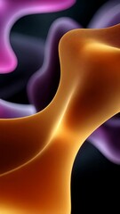 Poster - Abstract flowing curves and shapes creating a modern, gradient background with golden orange and purple smooth colors