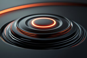 Wall Mural - abstract circular design with glowing orange center, futuristic technology concept