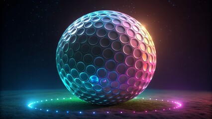 Poster - Neon Sphere Abstract 3D Render, Glowing Orb, Cosmic Background 3D rendering, abstract art