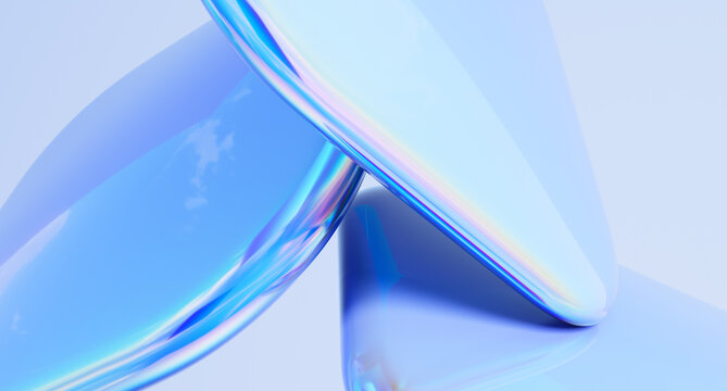 Glossy shapes with colorful reflections. 3d rendering illustration.