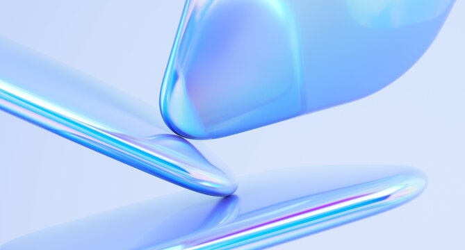Glossy shapes with colorful reflections. 3d rendering illustration.