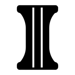 Poster - Abstract black shape featuring vertical lines and symmetrical curved features