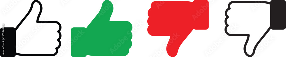 Thumb up and down icon set. like and unlike buttons Vector illustration ...