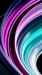 Poster - Abstract fluid colorful ribbons motion background. Wavy flowing shapes of pink, yellow, orange and dark blue shades, dynamic animation