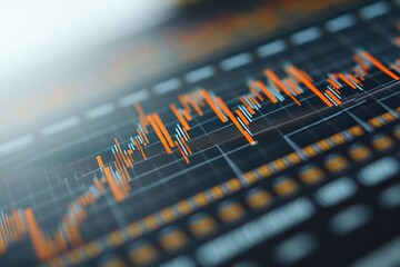 Poster - data visualization showcases market trends and analysis in a business report on a desk in an office 