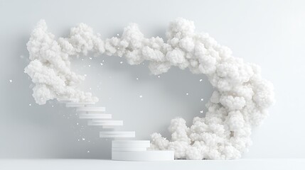 Poster - White Cloud Smoke Surrounding Floating Staircase Platform