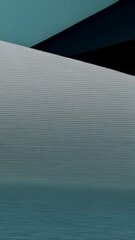 Poster - Abstract wavy layers in teal, gray, and black tones creating a serene and calming visual texture background.