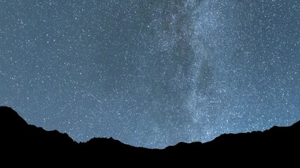 Wall Mural - night sky time lapse with bright milky way galaxy on the sky. starry night, astronomical background.