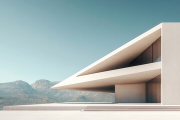 Fototapete - Modern architectural design of a tall building with curving lines and large glass windows in an urban area during twilight