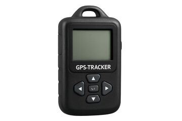 Poster - Gps tracking device featuring digital display and control buttons, highlighting modern location monitoring technology against transparent backdrop