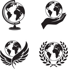 Poster - Globe icon silhouette set vector illustration isolated On Transparent Background