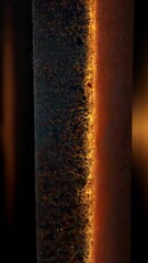 Poster - Abstract vertical textures featuring lava-like flow, dark porous materials, warm brown tones, and blurred golden amber patterns.