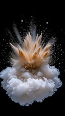 Fototapete - Abstract Brown and White Dust Explosion on Black Background
