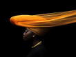 © Supra - Elegant Woman with Orange Headwrap, and Black BG.