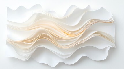 Aufkleber - Abstract Cream and White Paper Waves Swirling Pattern