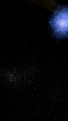 Wall Mural - cosmic starfield with bright blue stars and nebula cloud, dark exoplanet surface, celestial wonders,