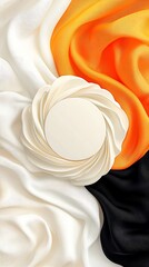 Aufkleber - Abstract Fabric Swatches Mockup: White, Orange, and Black Draped Textiles