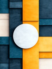 Aufkleber - Abstract Geometric Collage with Teal Orange and White Textures