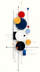 Aufkleber - Abstract Geometric Composition with Colorful Circles and Lines