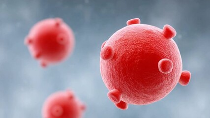 Aufkleber - Microscopic Marvel: A close-up view showcases vibrant, spherical cells, each with distinct, spiky protrusions against a softly blurred background.