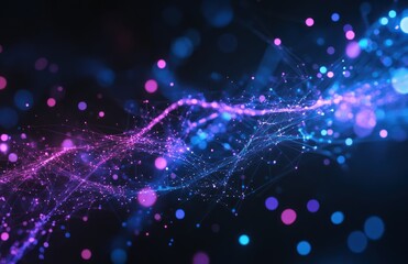 Wall Mural - abstract glowing particles, cosmic energy flow, dark background, digital art, website header