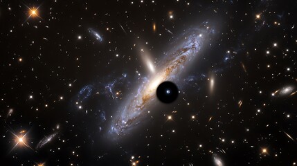 Wall Mural - breathtaking view of black holes in a distant galaxy with their immense gravity bending light around