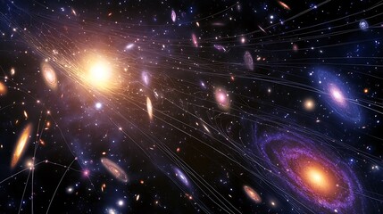 Wall Mural - concept of cosmic evolution with galaxies and stars forming and evolving through cosmic time depicte