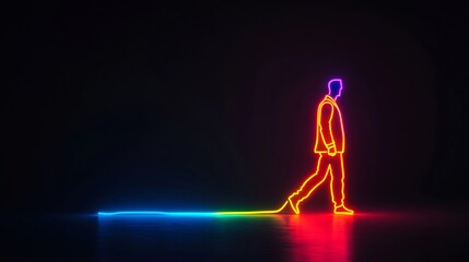 Poster - Future workforce symbolized glowing silhouettes evolving into tech enhanced beings