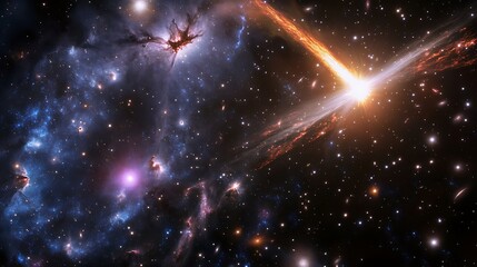 Wall Mural - cosmic rendering of stellar explosions and supernovae illuminating the intergalactic medium with bur