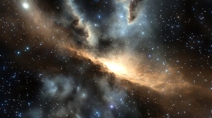 Wall Mural - cosmic visualization of the interstellar medium where clouds of gas and dust swirl between stars inf