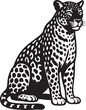 © jakircreativedesign - Sitting jaguar majestic animal design, Jaguar cat in regal pose illustration