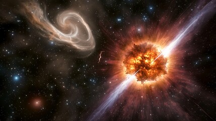 Wall Mural - scene of stellar collapse leading to the formation of a neutron star surrounded by a cosmic backdrop