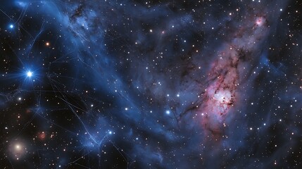 Wall Mural - serene view of light years of cosmic web structure showcasing the interconnection of galaxies and th