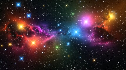 Wall Mural - stunning illustration of star clusters forming within stellar nurseries surrounded by colorful gas c