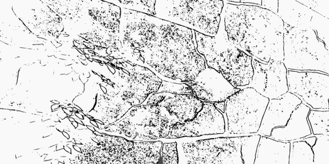 Aufkleber -  white grunge showing a close up of a cracked and broken stone wall texture with detailed patterns and rough surface features  white background.
