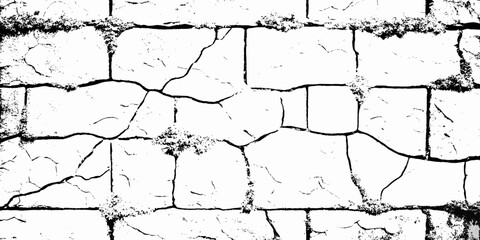 Aufkleber -  white grunge showing a close up of a cracked and broken stone wall texture with detailed patterns and rough surface features  white background.