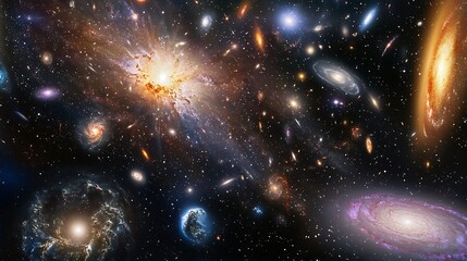 Wall Mural - stunning view of the cosmic scale with galaxies star systems and nebulae arranged across vast distan