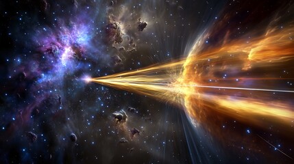 Wall Mural - visualization of cosmic rays streaming across the universe interacting with the intergalactic medium