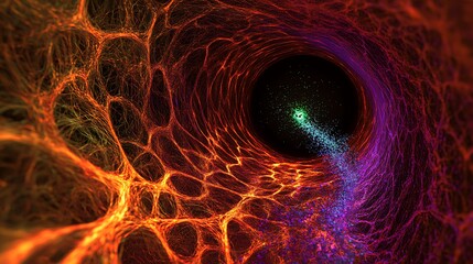 Wall Mural - visualization of quantum gravity in action where space time behaves unpredictably near the singulari