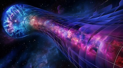 Wall Mural - artistic depiction of cosmic inflation where the early universe expands exponentially with vibrant e