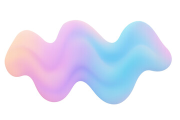 Poster - Abstract colorful fluid wave element isolated on transparent background, blending pastel colors creating smooth gradient effect