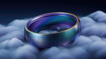 Poster - Celestial Ring Iridescent band floating on ethereal clouds with cosmic jewelry.