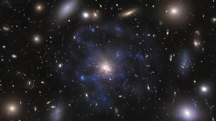 Wall Mural - artistic rendering of a dark galaxy barely illuminated by faint starlight shrouded in mystery within