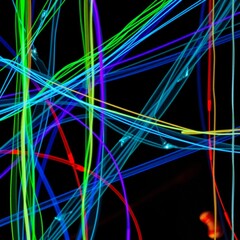 Canvas Print - Vibrant Neon Light Trail Patterns