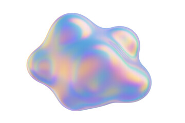 Poster - Abstract iridescent fluid shape with holographic colors, morphing and floating on a transparent background, perfect for modern and futuristic designs