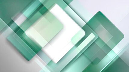 Poster - Emerald Geometry Abstract Overlapping Squares Background.