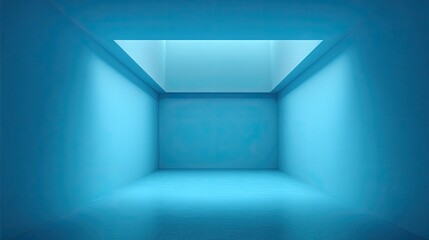 Poster - Minimal Blue Room Empty Space with Light Well, Architecture, and Interior.